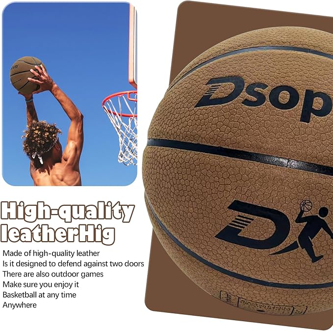 Size 7 Basketball Official Game Ball- Non-Slip,Wear-Resistant,High Bounce,29.5 Inch Indoor/Outdoor Leather Basketballs for Men & Youth, Perfect Grip & All-Weather Performance