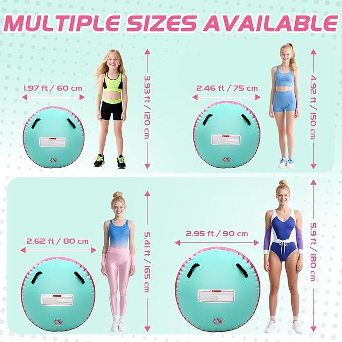 Inflatable Gymnastics Air Roller Set, Tumble Rolling Air Roller Gymnastics Barrel with Electric Pump for Kids Adults Home Outdoor Gymnastic Training Cheerleading Yoga