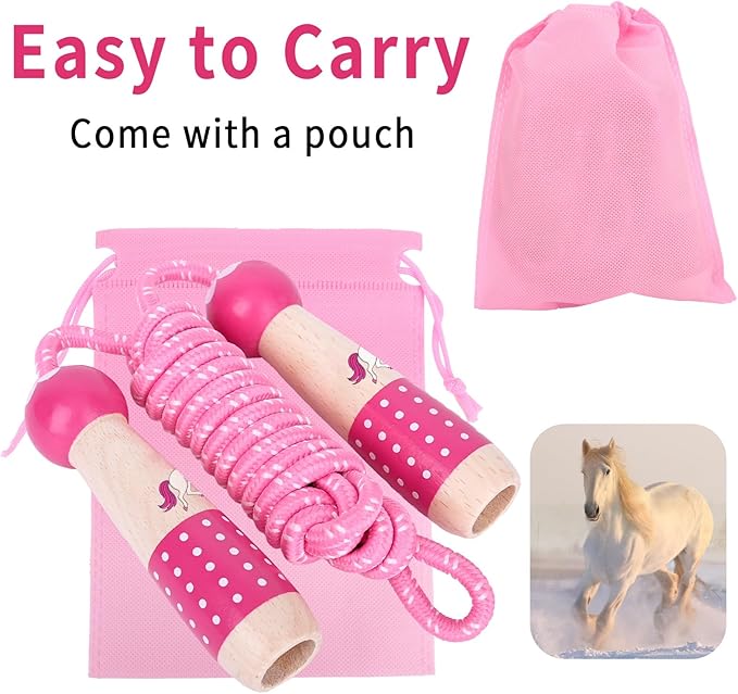 EGOSKY Jump Rope Kids, 7.2ft Children Adjustable Cotton Skipping Rope with Wooden Handle for Boys Girls Fitness Outdoor Activity