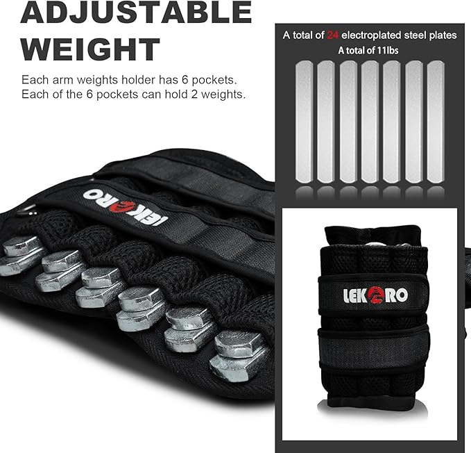 Adjustable Wrist Ankle Weights, Removable Arm & Leg Weight for Men & Women, Fitness, Strength Training, Running, Walking, Jogging, 1 Pair 2 Pack