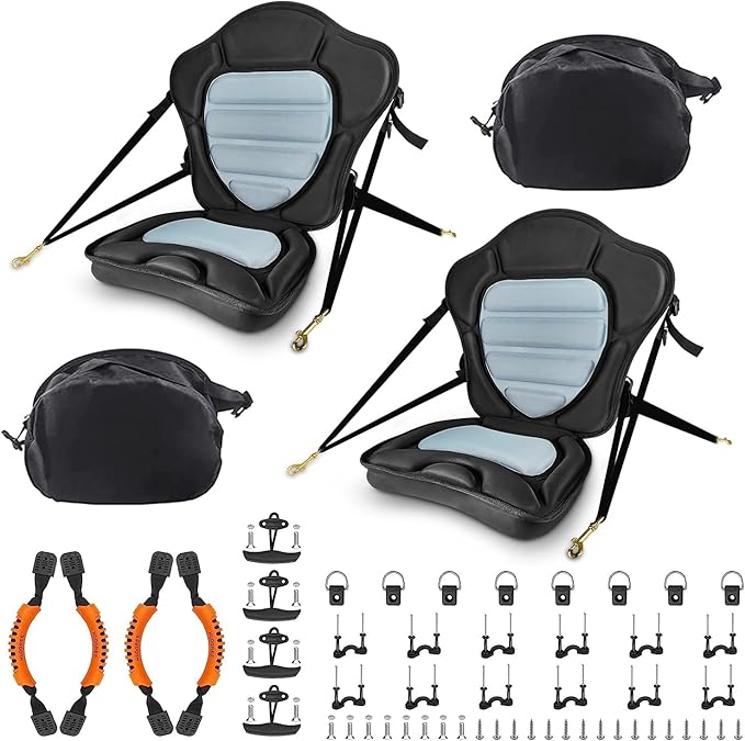 HLOGREE Kayak Seats - 1/2 Pck, Thicken Padded Seat Cushion with Back Support, Canoe & Ocean Sup Compatible