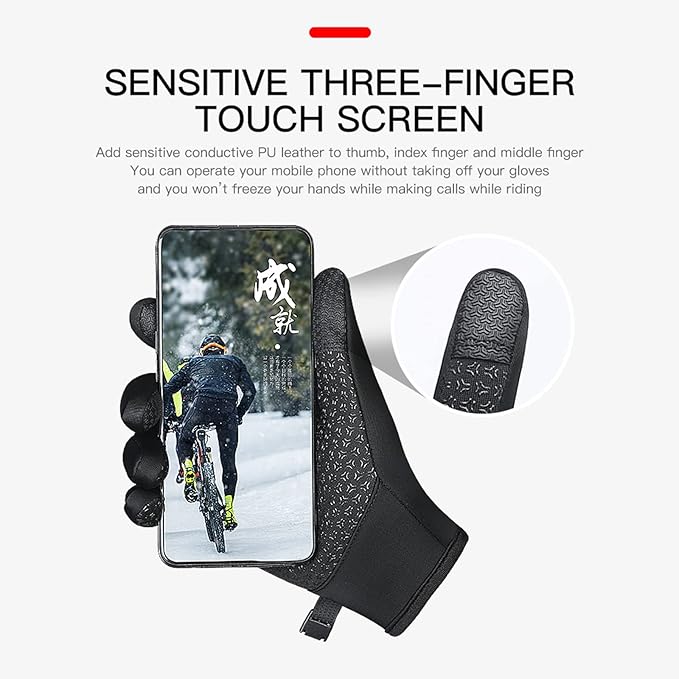 Winter Thermal Gloves for Men and Women, Waterproof Windproof and Non-Slip Gloves, Warm Touch Screen Gloves for Outdoor Running, Cycling, Driving