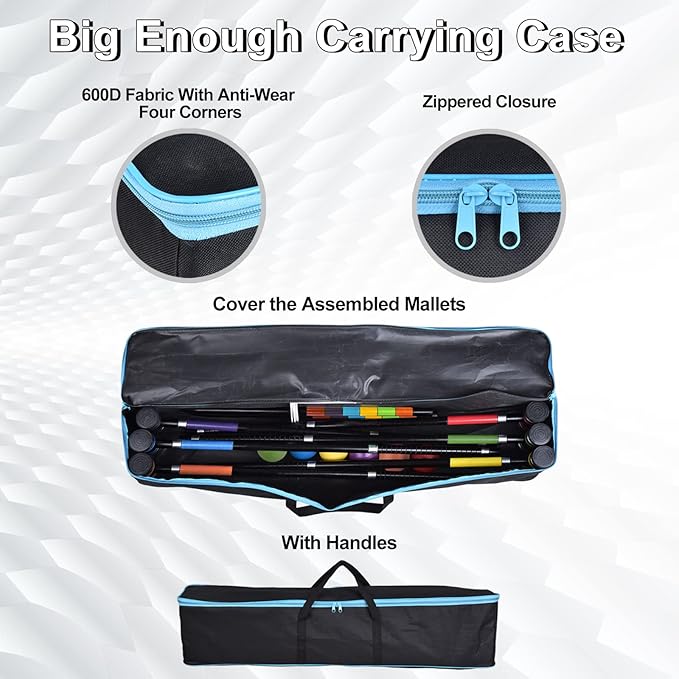 [6 Players] Premium Croquet Set 35'' for Families, Croquet Set with Carrying Bag for Yard Outdoor Lawn Backyard Games for Kids Adults All Ages