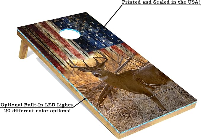 Tailgating Pros Cornhole Board Set w/Bean Bags and Carrying Case - 4'x2' Corn Hole Toss - Tournament and Lightweight Options - Optional LED Lights