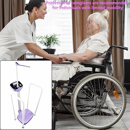 Armrest Electronic Medical Height and Weight Scale,20" L x 12" W x34 H, Up to 420lb Weight Capacity, 75” Height Measurement, LCD Display, USB Charging, Temperature Display (Lavender Purple)