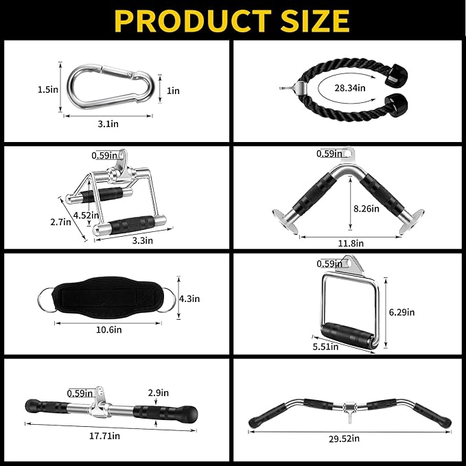 Cable Machine Attachment, LAT Pulldown Attachments, Home Gym Accessories, Triceps Pull Down Attachment
