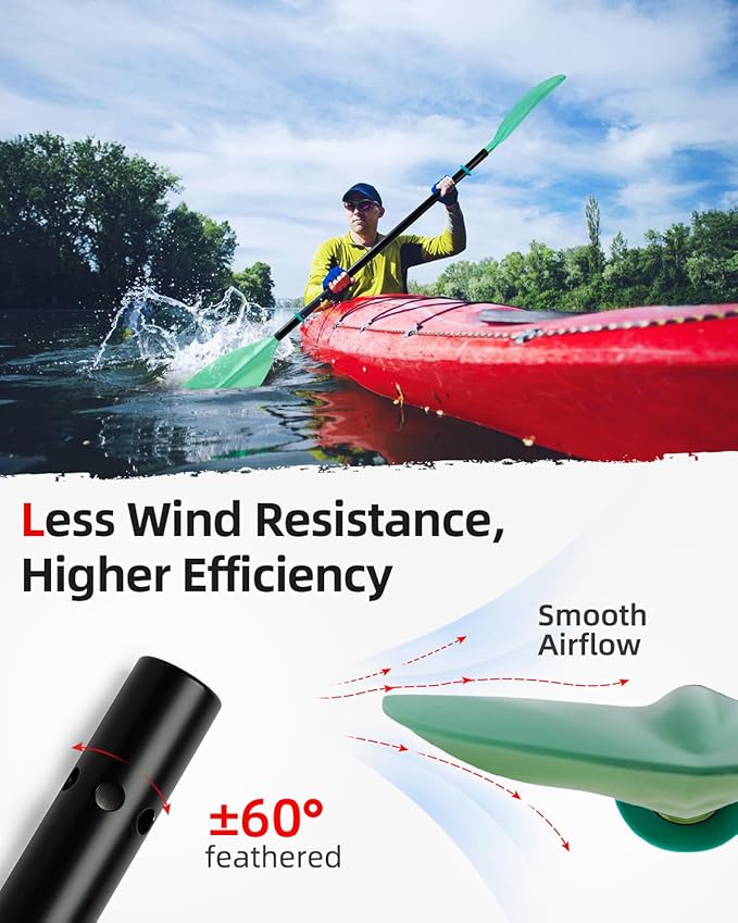 Abahub Adjustable Kayak Paddle 210-230 cm/ 230-250 cm Floating Kayaking Oars Boating Oars Canoeing Oars Black