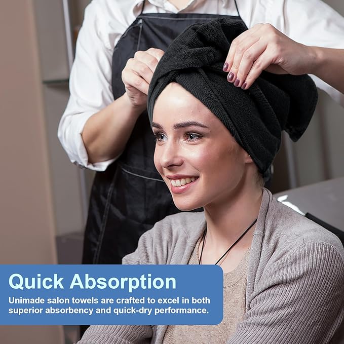 24 Pack Salon Towels - Highly Absorbent and Quick Drying Hand Towels, Premium Wash Cloths for Bathroom, Gym, Shower, Hotel, and Spa - 16x27 inch (Black)