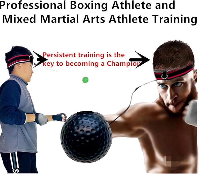 Boxing Ball Headband Set for MMA Boxing Kickboxing Training Reaction Punching Balls Kit Includes 4 PU Balls+4 Elastic Headbands+4 Spare Lines+4 Gloves for All People