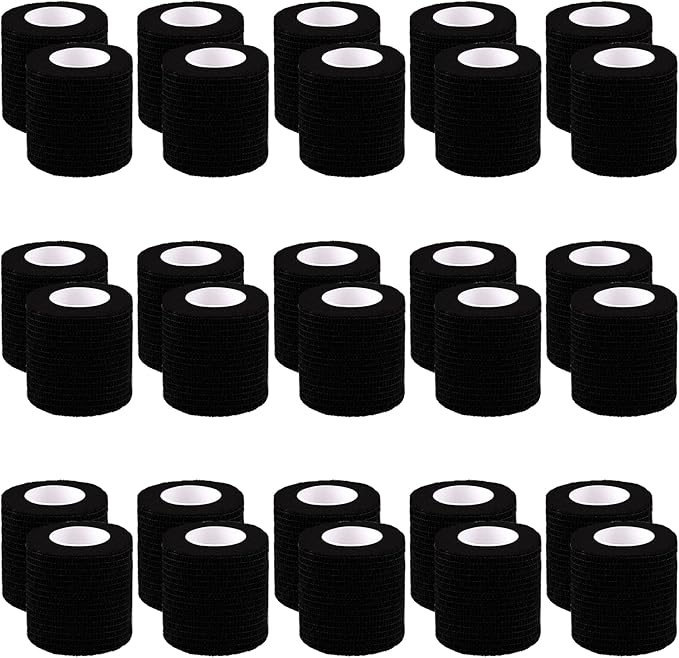 BQTQ 30 Rolls Self Adherent Wrap Stretch Bandages Self Adhesive Bandage Wrap 2 inch Self Stick Bandage Wrap Tape for Wrist Ankle Swelling Sprains (Black)