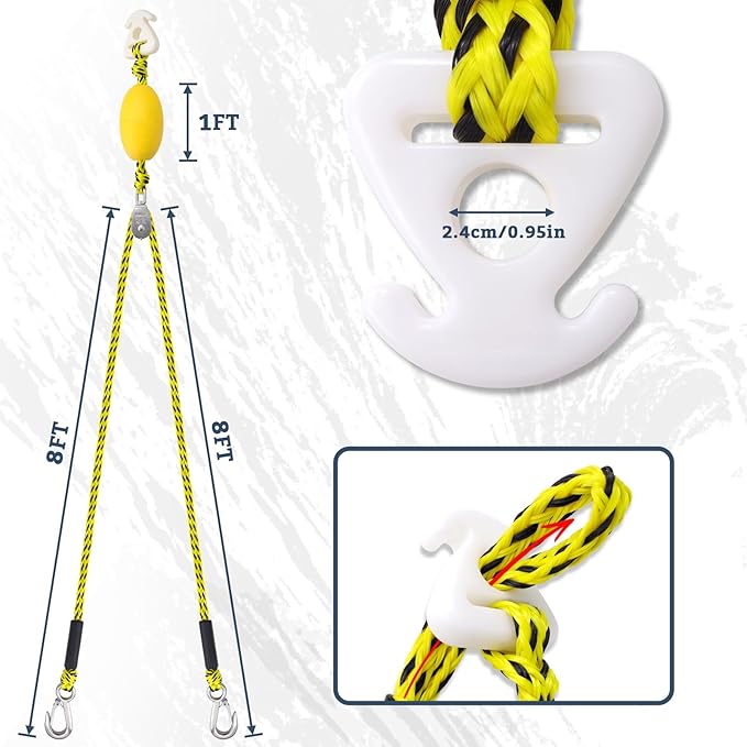 Boat Tow Rope with Stainless Steel, Ropes for Towable Tubes Jet Ski Accessories