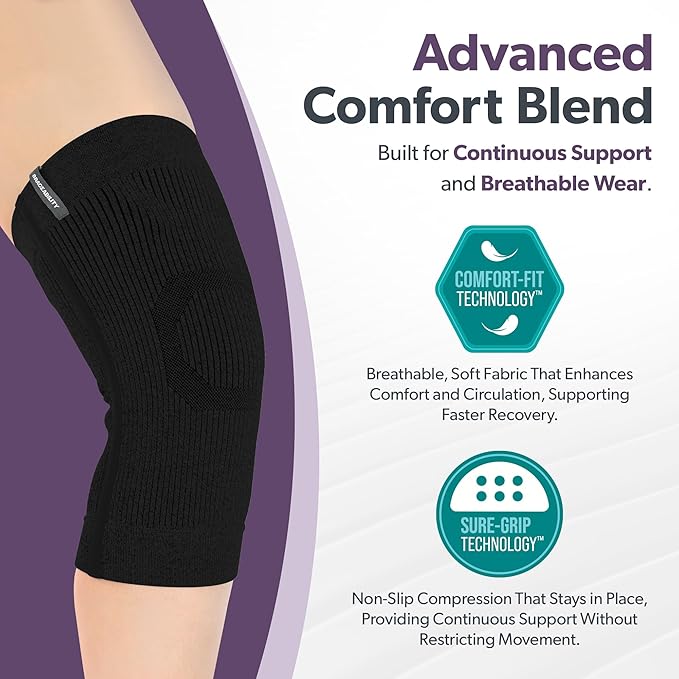 BraceAbility Knee Compression Sleeve - Knit Knee Pain Brace for Men or Women, Arthritis Relief, Meniscus Tear, Running, Workout, Sports, Swelling, Athletic Support for Joint Stability (XL/2XL Black)