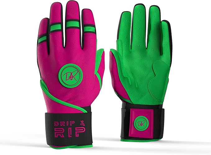 Drip & Rip Baller Series - Youth Batting Gloves + Adult Batting Gloves - for Softball and Baseball - Long Cuff Style for Men and Youth