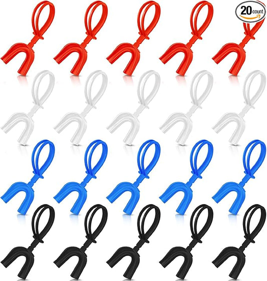 Dunzy 20 Pcs Strapped Mouth Guard Football Sports Mouthguard No Boil Mouthguard Adult Youth Football Mouthpiece Mouth Protector for Boxing Lacrosse Hockey Taekwondo