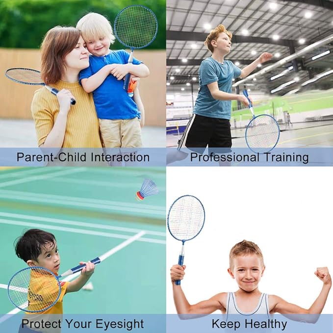 Badminton Rackets for Children,12 in 1 Shuttlecocks Racquet Sports Set w/Lightweight Carrying Bag for Kids Professionals Beginner Players Indoor Outdoor Sport Game