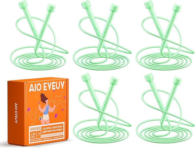5 Pack Adjustable Jump Rope for Fitness and Exercise,Lightweight PVC Skipping Rope for Men,Women and Kids-Tangle-Free for Keeping Fit, Training, Workout
