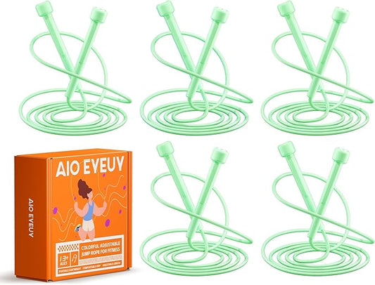 5 Pack Adjustable Jump Rope for Fitness and Exercise,Lightweight PVC Skipping Rope for Men,Women and Kids-Tangle-Free for Keeping Fit, Training, Workout