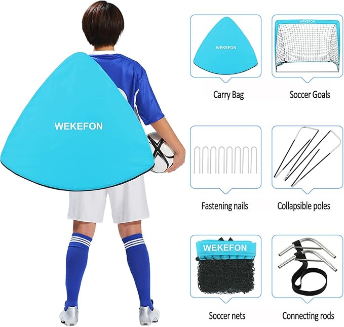 Soccer Goal with Carry Bag, 10/9MM Strengthen Pole, Arched Design, Kids Soccer Goals for Backyard Set 5x 3.1/3.6x2.7/2.9x2.4ft Portable Pop Up Soccer Nets for Toddler, Adults, Youth Games, Play, Gifts