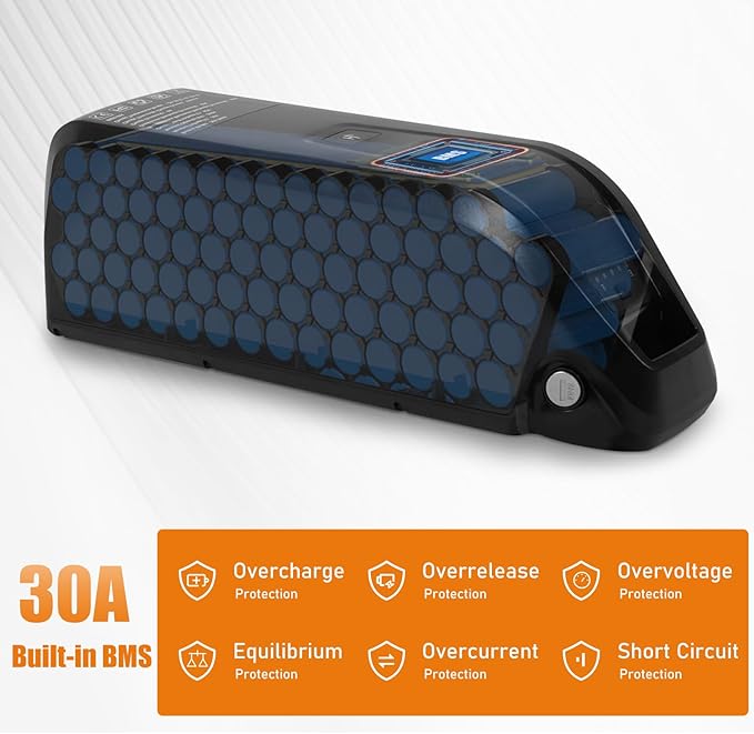 UAZ 36V 48V 52V Ebike Battery 4 Pin 10Ah 15Ah 20Ah Electric Bike Battery with 40A BMS Safe Lock, Led Indicator Light, for 200-1500W Motor Tricycle, Mountain Bicycle Batteries (36V10AH-4PIN)