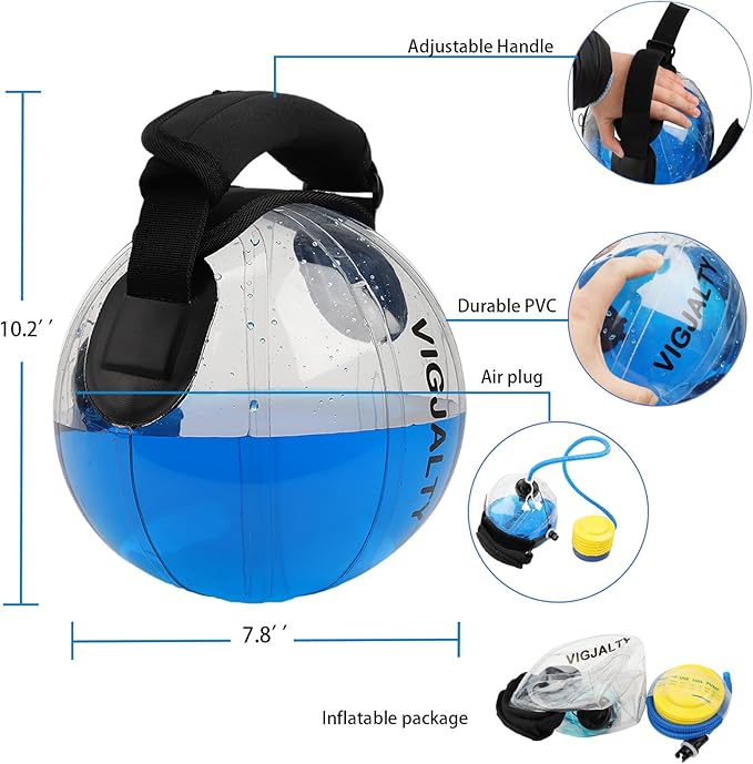 Heavy Duty Adjustable Aqua Bag - Durable Water Filled Training Aqua Bags for Strength Core & Full Body Workouts - Portable Fitness Equipment - Home Gym Outdoor Water Weights Sandbag Alternative