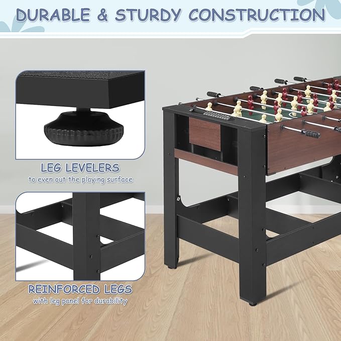 4-in-1 Swivel Multi-Game Table - 54" Combo Game Table Set for Kids, Adults - Indoor and Outdoor Arcade Sports Table - Air Hockey, Billiards, Foosball, Ping Pong for Home, Game Room