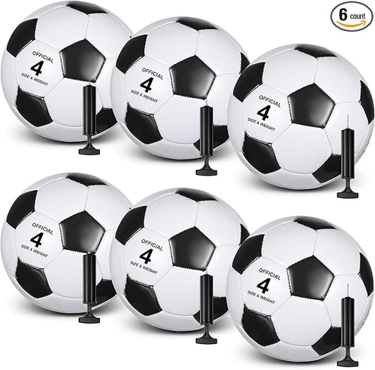 6 Pcs Operation Christmas Soccer Ball Bulk with Pump Needles, Size 3 4 5 Deflated Soccer Ball Gift for Youth Adult Game Training Practice Christian Charity Donation Supplies