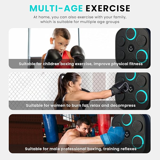 Music Boxing Machine,Boxing Music Machine with Boxing Gloves,Boxing Music Workout Machine,Smart Music Boxing Machine,Boxing Wall Target,9-Level Modes Adjustment (2024Upgrade_Boxing)