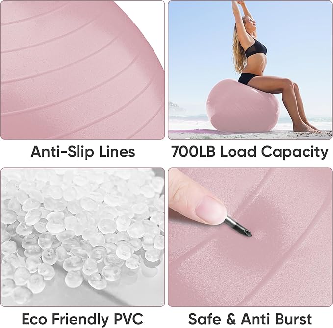 APEXUP Yoga & Pilates Ball - Anti Slip Heavy Duty Gym Ball for Fitness, Balance & Core Workout