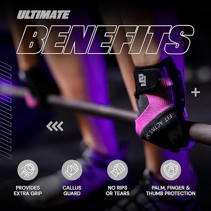 Fit Active Sports Max Grip Weight Lifting Workout Gloves for Gym Lifting, Biking, Fitness Training | Lightweight, Breathable, Non Slip | Men and Women