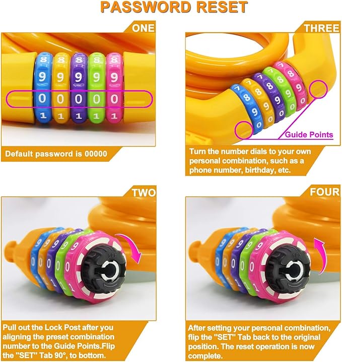 Bike Lock Cable, Bicycle Cable Lock with 4 Digit Combination, Resettable Combination Kids Bike Cable Lock, 2 Feet x ∅1/2 Inch (Orange)