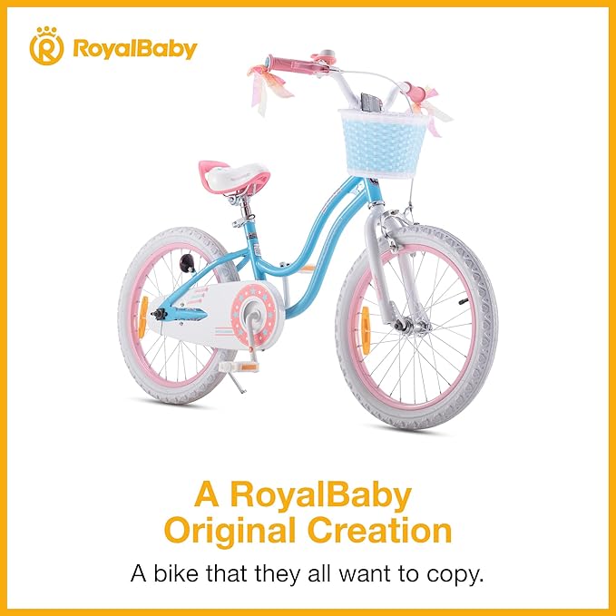 RoyalBaby Girls Bike EZ Bike Stargirl Training Free Balance to Pedal Easy Learning Bicycle, 12-20 Inch for Toddlers & Big Kids.