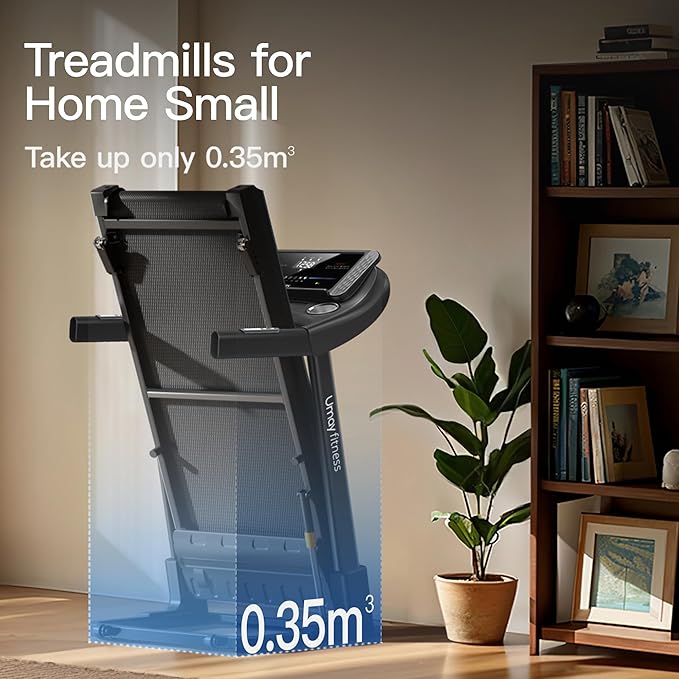 UMAY Fitness Treadmill with Incline, Foldable Compact Treadmills for Home with Pulse Sensors, Max 300/400 LBS Capacity, 3.0/3.5HP Quiet Brushless, Max 8.7 MPH
