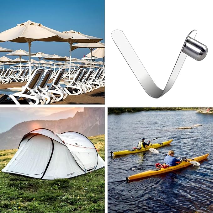 HZMM 8 Pcs Kayak Paddle Spring Snap Clips, Tent Pole Clips, Stainless Steel Push Button Clips, Tent Pole Push Button Spring Clips, Tube Locking Pin Clips for Kayak Paddle Camping Tent Pole