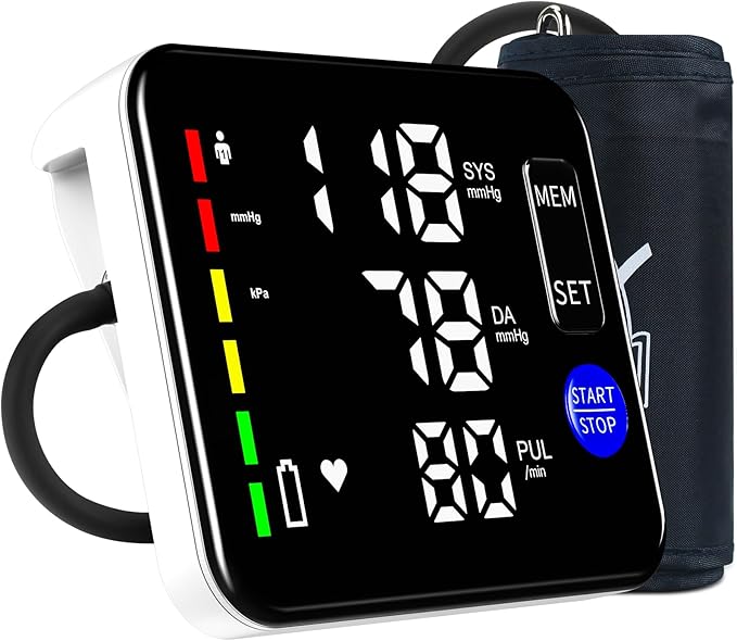 Blood Pressure Monitor Rechargeable Upper Arm Blood Pressure Monitors for Home Use Large Screen Bp Machine with 8.7"-16.5" Bp Cuff, 2x120 Memory, Voice Broadcast Bp Monitor (Black)