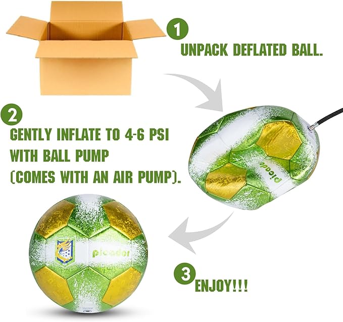 Size 4 Soccer Balls, Laser Leather Soccer Ball for Sport Training & Match Play - Vibrant Soccer Balls Gift Set with Pump for Kids and Youth