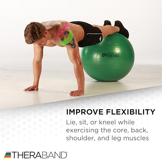 THERABAND Pro Series Exercise Ball, 26" Green Stability Trainer for 5'7"–6'1" Users, Anti-Burst Yoga & Pilates Ball, Balance & Core Trainer, For Athletes Fitness at Gym & Home