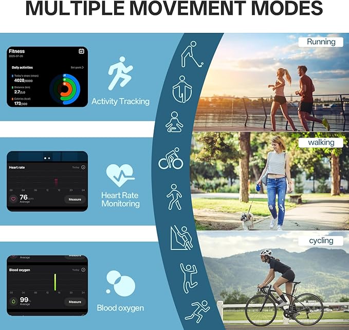 Smart Ring with Vibration Alerts, health tracker ring with Body Temperature Monitor, Heart Rate, Sleep & Fitness Tracking, Waterproof Activity Ring for Men & Women, No App Fees (Rose Gold, 6#)