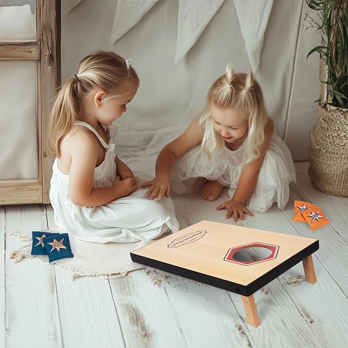 Cornhole Game Set Bean Bag Toss MDF 16"x11"- Built-in Storage, Convenient Carry Handles and 8 Premium Bean Bags, Great for Indoor & Outdoor Play