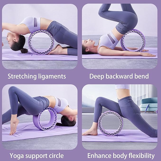 Curve magic wheel：Fit Prop Foam Padded Back Stretcher Wheel with Center Spine Cradle，Yoga Wheel for Improving Yoga Poses, Backbends Balance Stretching PainEssential high-value fitness tool
