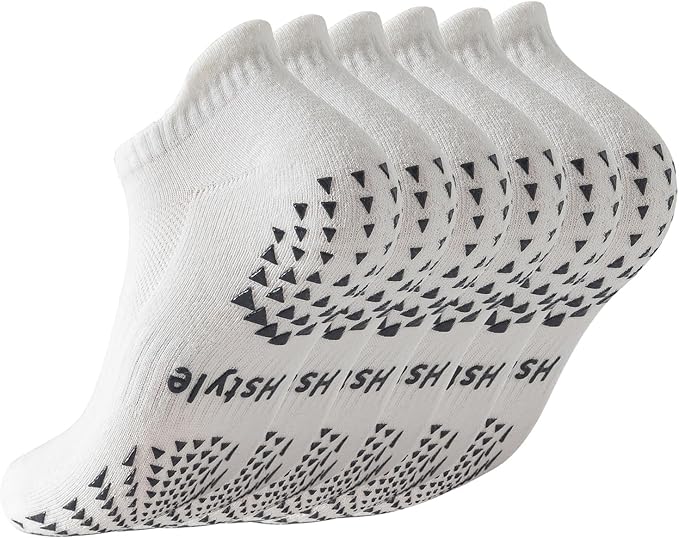 Hstyle 6 Pairs of Yoga Socks with Grips for Women and Men,Ideal for Ballet,Barefoot Workout,Pilates Grip Socks Non Slip Socks