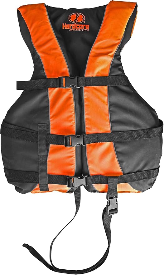Hardcore Life Jacket Paddle Vest; Coast Guard Approved Type III PFD Life Vest Flotation Device; Jet ski, Wakeboard, Kayak; Ideal Extra Life Jacket for Your Pontoon Boat w/Leg Strap