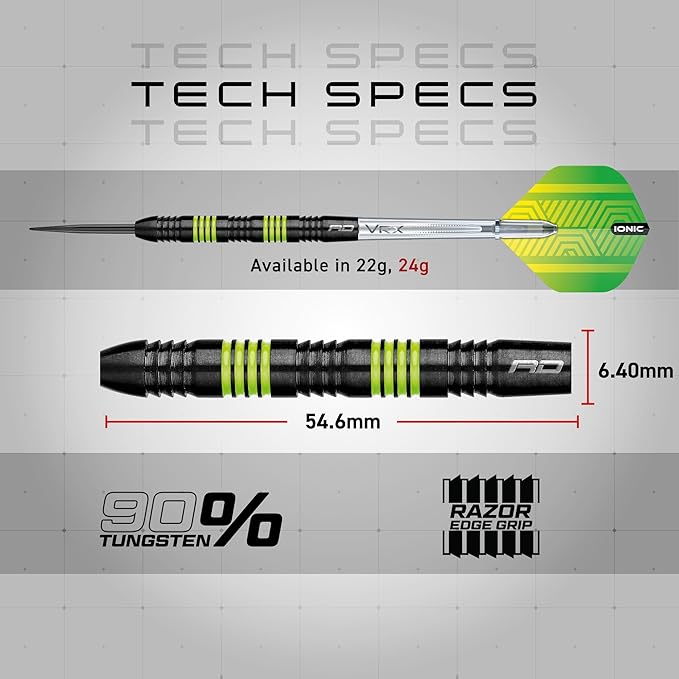 Red Dragon Freestyle 90% Tungsten Steel Darts with Flights and Stems