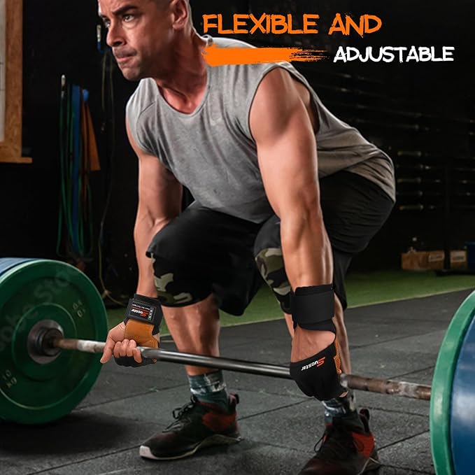 SueStar Workout Gloves, Heavy Duty Cowhide Padded Weight Lifting Gloves with Wrist Support, Full Palm Protection & Silicone Grips Gym for Weightlifting, Deadlifts, Exercise