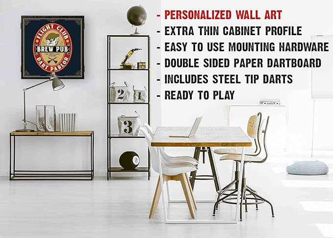 THOUSAND OAKS BARREL CO. | Personalized Dartboard & Cabinet Set with 6 Steel Tip Darts