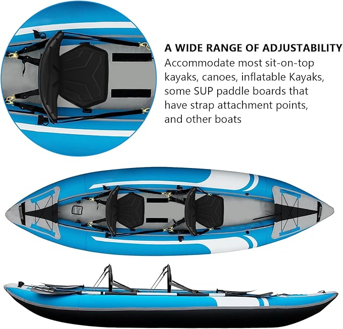 HLOGREE 6-Point Attachment - Thick Padded Kayak Seat Cushion with Back Support,Extra Cushioned Kayak Replacement Seat Universal for Hobie,Sit on Top,Lifetime,Pelican,Perception,Raised,Sit in