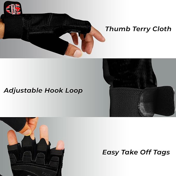 FIGHTSENSE Workout Gloves for Men and Women,Weight Lifting Gloves with Enhanced Grip,Padded Palm,Adjustable Wrist Straps and Breathable Design for Optimal Performance & Comfort in Gym