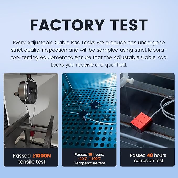 Adjustable Cable Locks with 3 Keys | L 6.56ft x D 1/6in Aluminum Steel Cable Padlock for Bikes, Gate, Lockers & Outdoor Gear | Keyed Different & Black