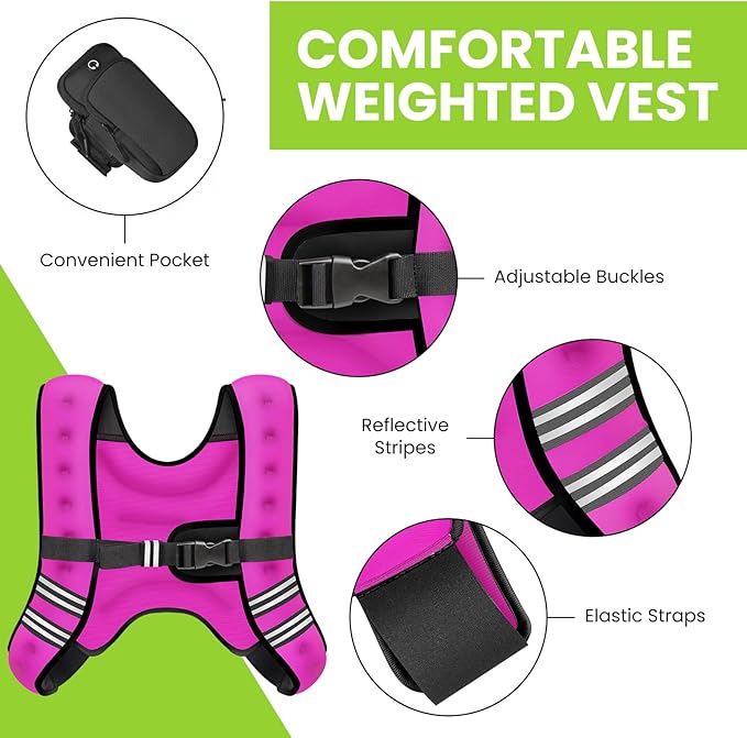 GEEBOBO Weighted Vest for Women Men, 8lb/12lb/16lb/20lb/25lb/30lb Weighted Vest Woman Adjustable Weights for Walking, Strength Training, Running, Muscle Building