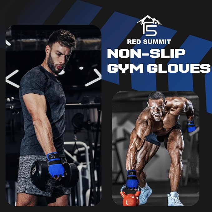 Weight Lifting Gym Gloves for Men & Women, Workout Exercise Gloves with Wrist Support & Anti-Slip Palm for Hanging, Rowing, Pullups, Bodybuilding, Powerlifting & Calisthenics