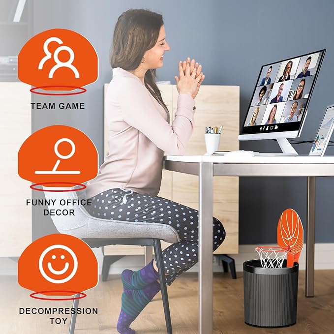 Honoson 3 Sets Indoor Trash Can Basketball Game Set Includes 3 Mini Clip on Basketball Hoop with Backboard 6 Inflatable Ball 3 Pump Kid Adult Office Decompression Toy Birthday Gift(Fresh)